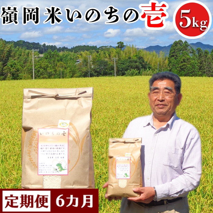 【定期便】【令和7年産】嶺南ファームの嶺岡米「いのちの壱」5kg×6カ月　[0120-0012]