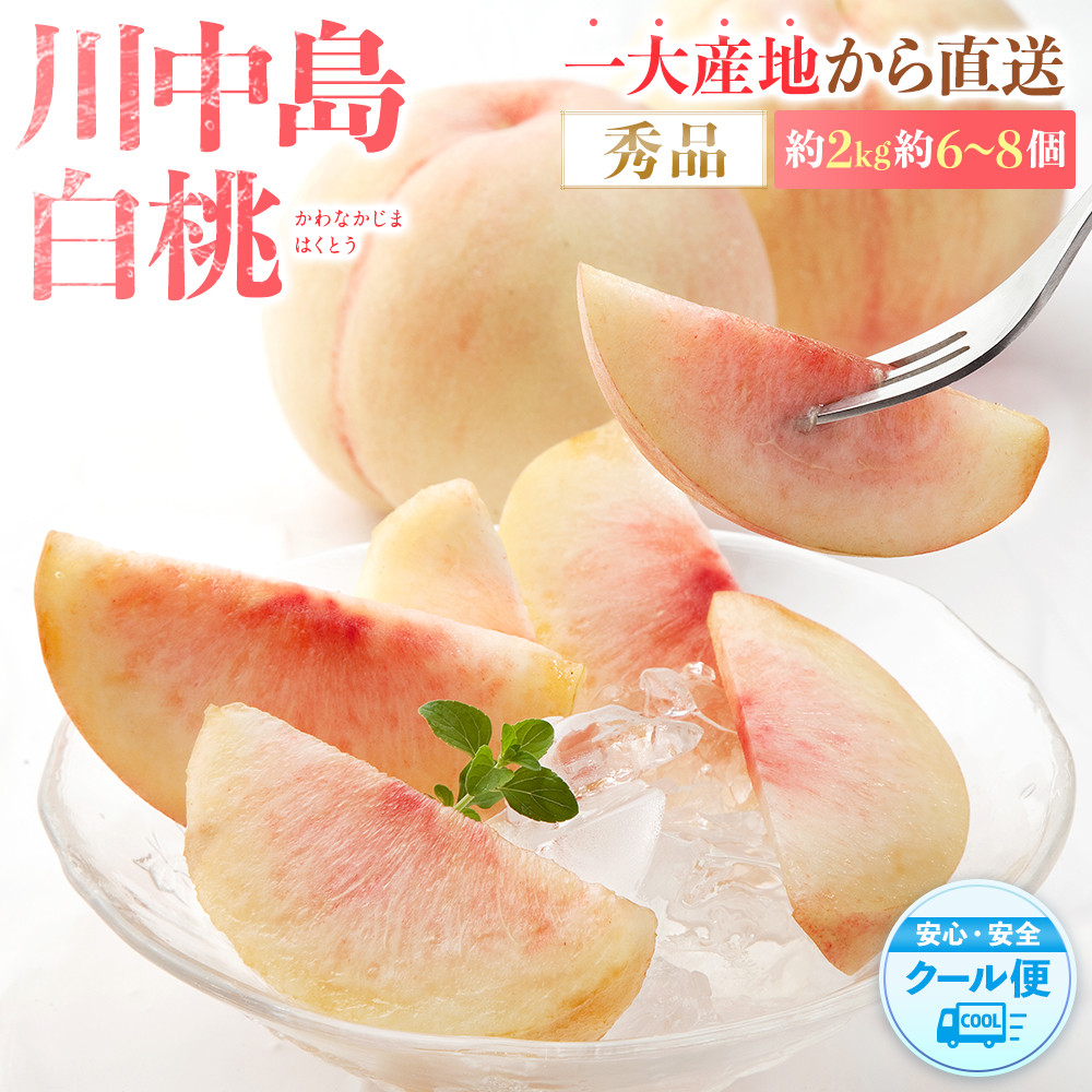 先行予約！［モモ］川中島白桃　約2kg 6～8個入［2026年7月末頃から順次発送］［秀品］こだわり農家厳選 ［KG13］