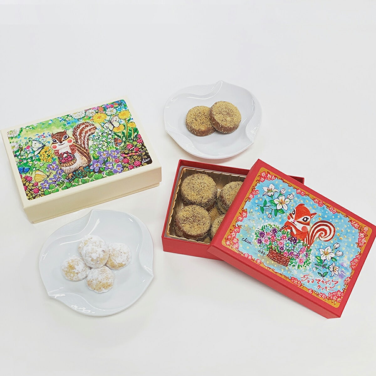 [西光亭]くるみのクッキー＆チョコマカダミアクッキー（各1個／お渡し用のお手提げ袋2袋付）