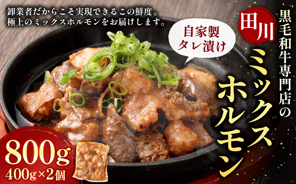九州産 黒毛和牛 ミックスホルモン(自家製タレ漬け) 400g×2個 計800g / ホルモン ミックスホルモン 牛肉 黒毛和牛
