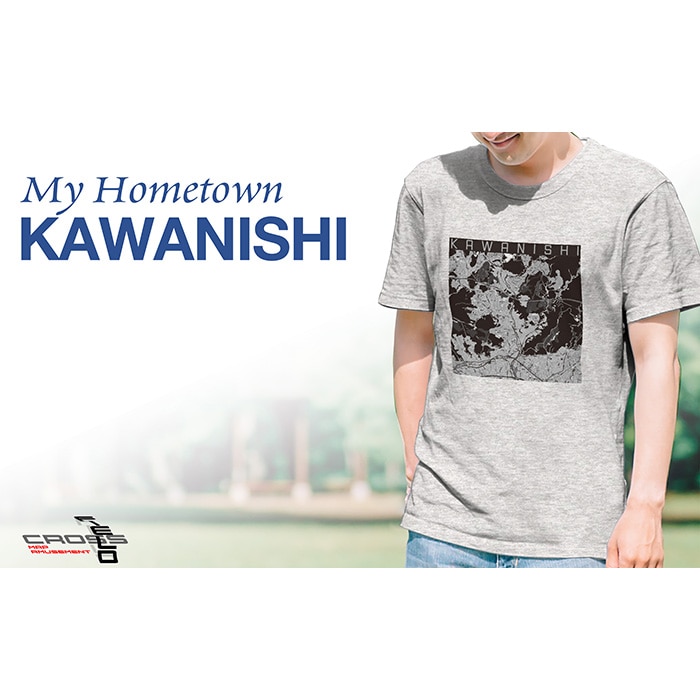 【川西】地図柄ヘビーウェイトTシャツ（ヘザーグレー）3XLサイズ