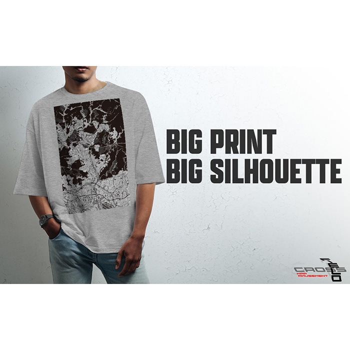 【川西】地図柄ビッグシルエットTシャツ（ヘザーグレー）Mサイズ
