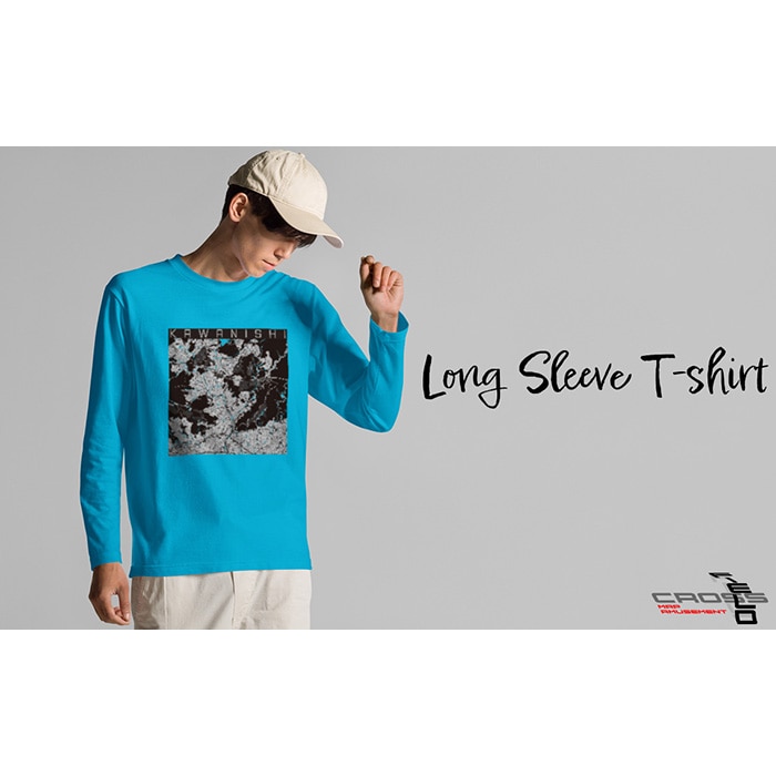 【川西】地図柄ロングスリーブTシャツ（ターコイズ）XLサイズ