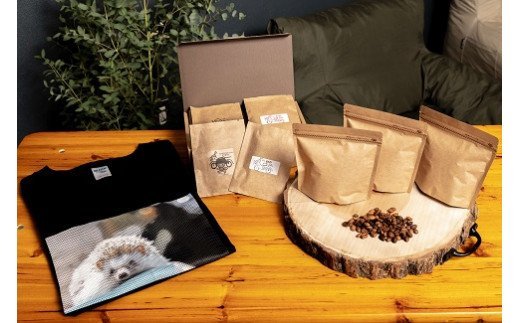 【粉】自家焙煎コーヒー＆【S】ハリネズミTシャツセット