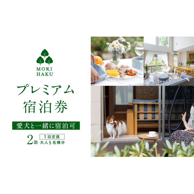 MORIHAKUプレミアム【2泊 1泊定員大人5名様分 宿泊券(連泊)】 体験チケット 自然 森の中 リフレッシュ 休息 癒し 旅行 レジャー