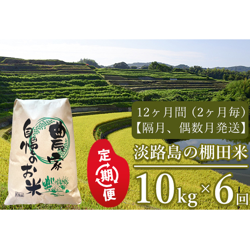 【定期便】淡路島の棚田米　10kg×6回（隔月、偶数月発送）　[精米 白米]