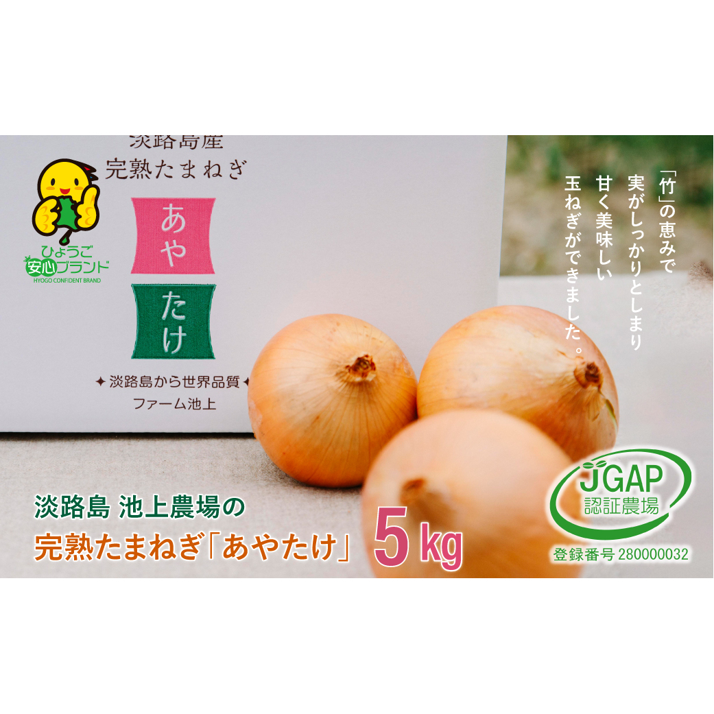 淡路島　池上農場の完熟たまねぎ「あやたけ」5kg　　[玉ねぎ 玉葱]