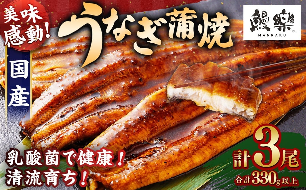 極上鰻！うまい！＜国産 うなぎ蒲焼 3尾 計330g以上＞ふるさと納税 うなぎ 高級 長蒲焼 鰻 夏バテ防止 ウナギ 鰻 かば焼き 蒲焼き 丑の日 タレ 宮崎県産 国産 九州産 宮崎県 高鍋町 送料無料