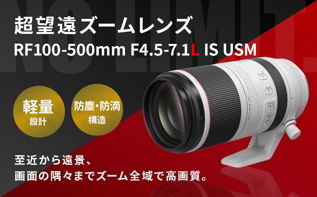 [受注生産][レンズRF100-500mm F4.5-7.1 L IS USM]6ヶ月以内に順次出荷 キヤノン キャノン Canon 100-500mm 一眼レフ RFマウント 望遠 望遠レンズ レンズ カメラレンズ 高画質 手ぶれ補正 防滴 防塵 風景 ポートレート 高画質 宮崎県 高鍋町