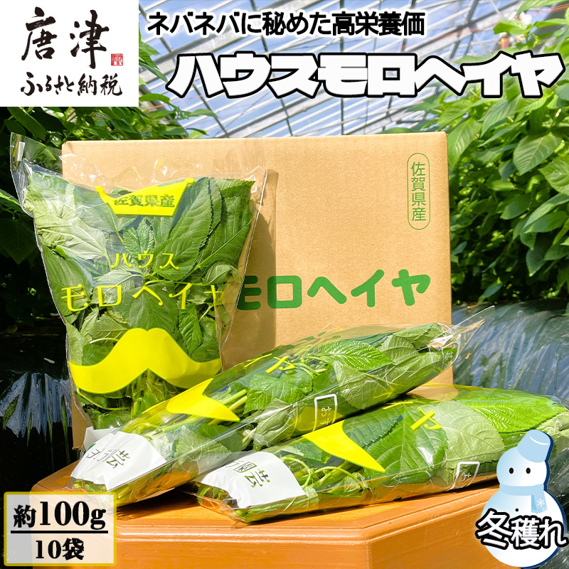 『先行予約』【12月上旬より順次発送】冬穫れハウスモロヘイヤ 100g×10袋 ネバネバ 高栄養価（βカロテン/各種ビタミン/カルシウム/カリウム/葉酸など) 定番おひたし 和洋中の各種スープ 色んなお料理のソースにも 野菜 ねばねば
