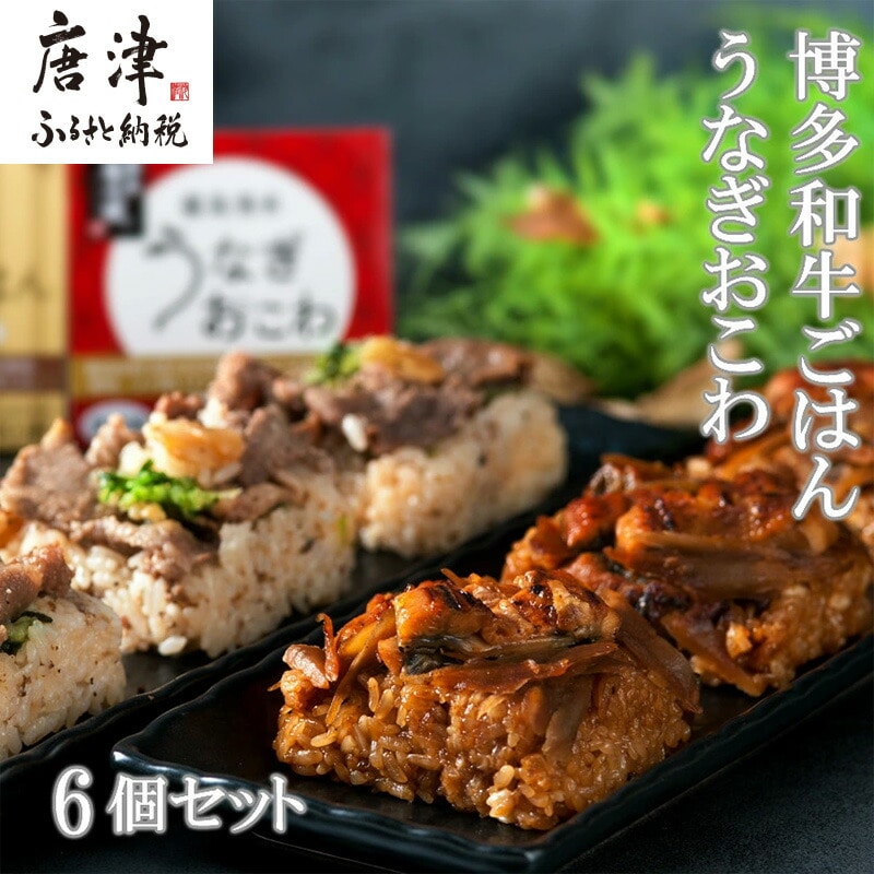 (一粒庵)霧島湧水うなぎおこわと博多和牛ごはん 6個セット(125ｇ×各3）