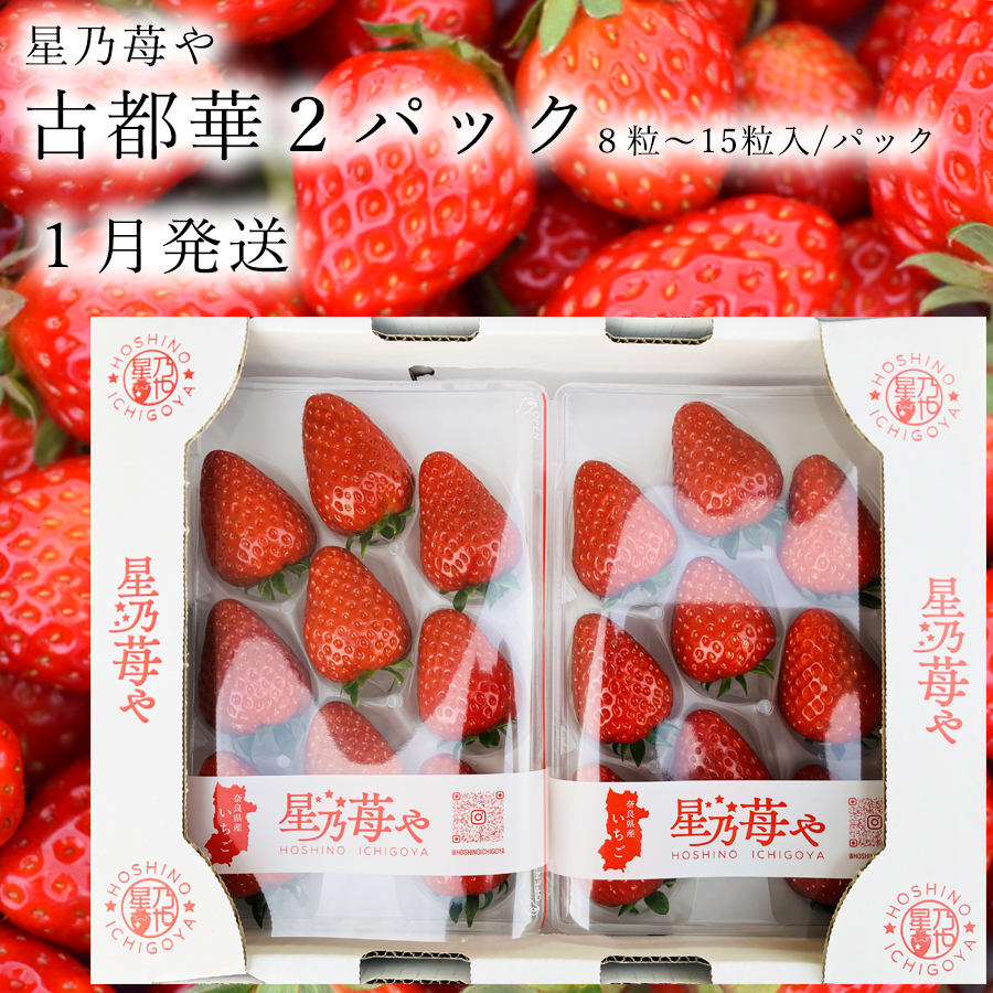 奈良県ブランドいちご 古都華2パック1月発送 / 奈良県広陵町古都華生産星乃苺や いちご イチゴ 古都華 奈良