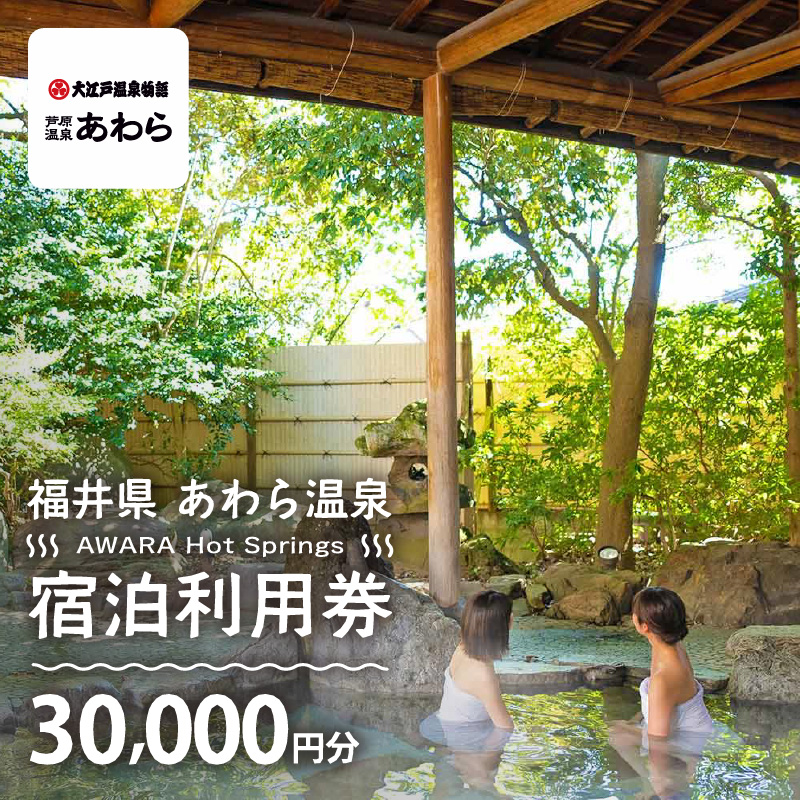 あわら温泉 宿泊利用券 30,000円分 ／ 宿泊券 旅館 チケット 観光 旅行 源泉 大浴場 露天風呂 [aw013-j012]
