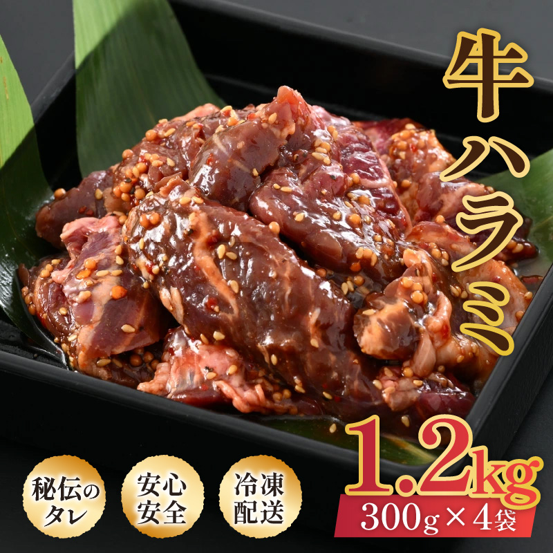 味付け 柔らか!牛ハラミ 300g×4袋(計1.2kg)約6〜8人前 / 味付け肉 牛肉 小分け タレ漬け 焼肉 バーベキュー 冷凍 人気 [aw001-a006]