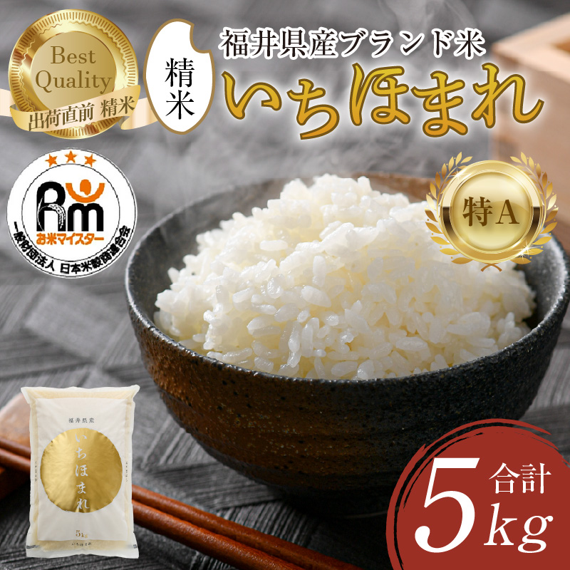 【令和7年産・新米】いちほまれ 精米 5kg×1袋《お米マイスター厳選！発送直前に精米！》 ／ 福井県産 ブランド米 ご飯 白米 新鮮 [aw064-a015]