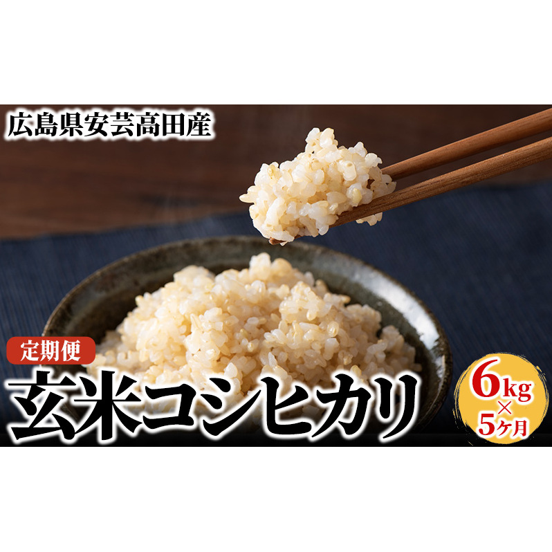 米 【5ヶ月お届け】令和5年産 安芸高田市産コシヒカリ『玄米』6kg お米 定期便