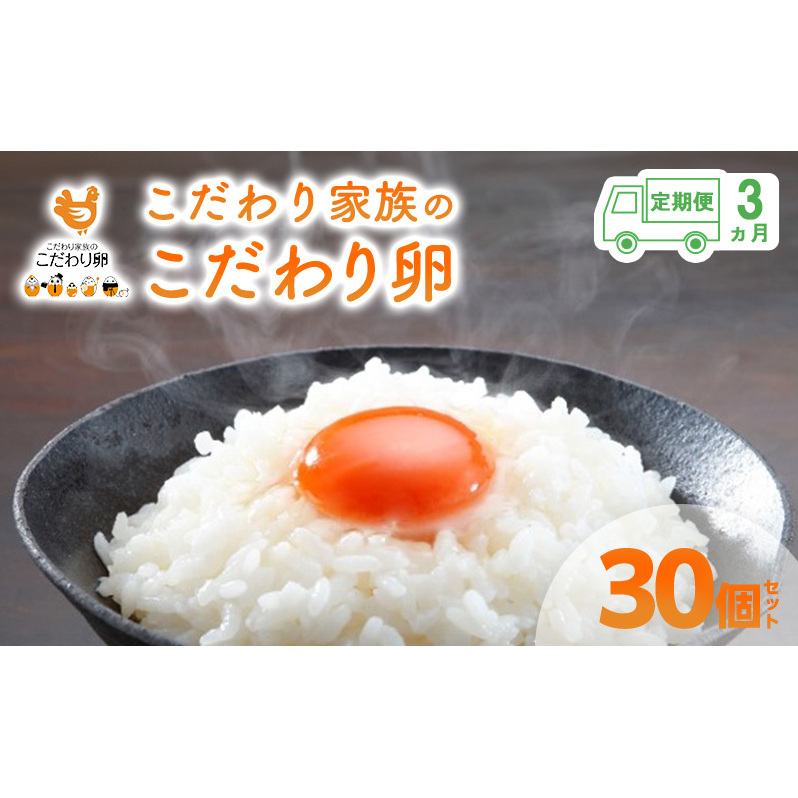 3ヶ月 定期便 こだわり家族のこだわり卵 30個 セット安芸高田市 たまご 鶏卵 3回