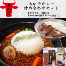 あか牛カレー詰め合せセット(あか牛カレー180×2、あか牛100%挽肉カレー220g×2)(美里町)【1542411】