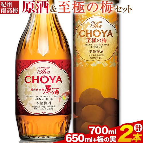 [先行予約]THE CHOYA 紀州南高梅原酒 700ml 至極の梅 650ml 計2本 セット 飲み比べ 羽曳野商工振興株式会社[12月中旬より出荷予定(土日祝除く)]大阪府 羽曳野市 送料無料 梅酒 梅 酒 CHOYA チョーヤ チョーヤ梅酒 お酒 紀州南高梅 至極の梅---habikino_hss_13_1---