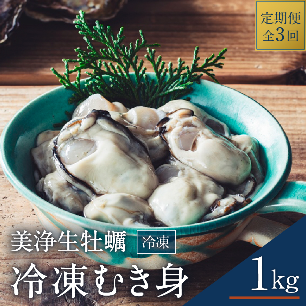 [定期便 3か月]中野水産 美浄生牡蠣 冷凍むき身 1kg (解凍後 約850g)