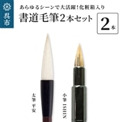 書道毛筆2本セット(太筆:平安 万能小筆:ISHIN)
