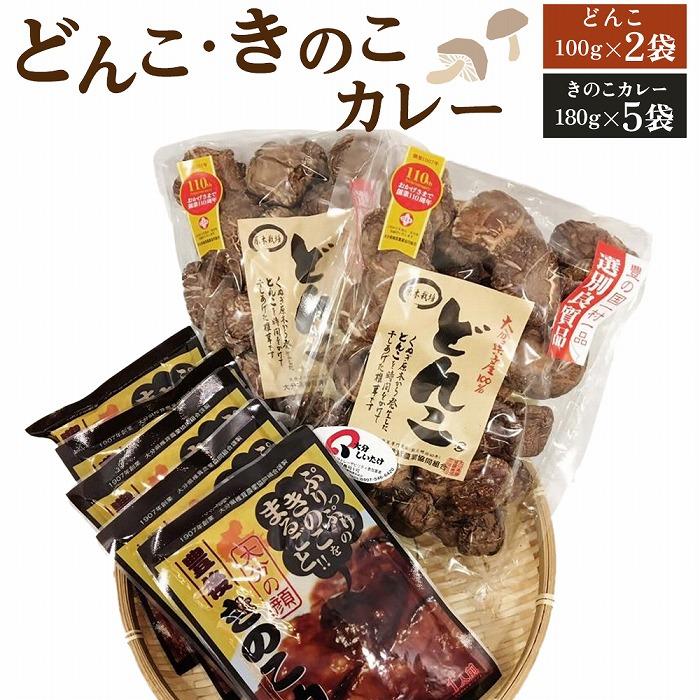 大分県産乾しいたけ（どんこ100g×2）と豊後きのこカレー（5パック）セット