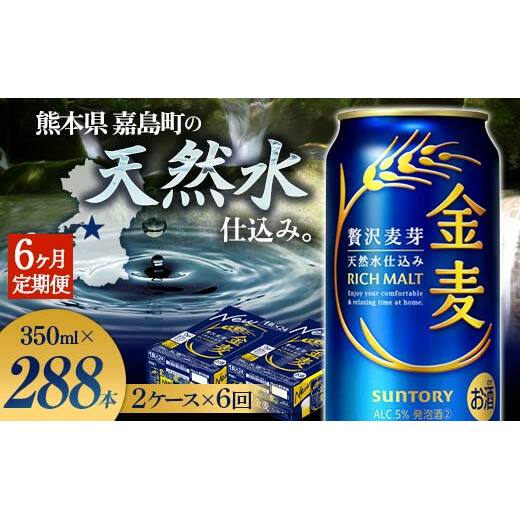 FK7-0081_【6ヶ月定期便】サントリー 金麦 350ml×48缶(2ケース) 熊本県 嘉島町 ビール