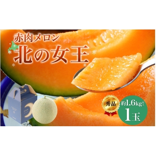 【2026年夏発送】北海道 赤肉メロン 北の女王 秀品 約1.6kg×1玉 令和8年 メロン 果物 フルーツ 旬 季節 希少 貴重 甘い 豊潤 国産 デザート ご褒美 産地直送 ギフト お祝い 贈答品 贈り物 お中元 常温 お取り寄せ 送料無料
