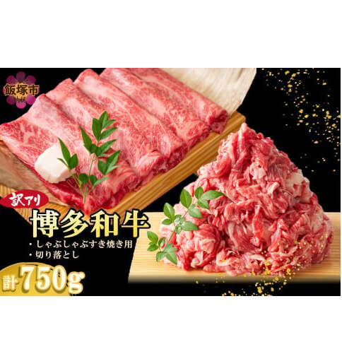 訳アリ!博多和牛(しゃぶしゃぶすき焼き用・切り落としセット)750g【A6-020】