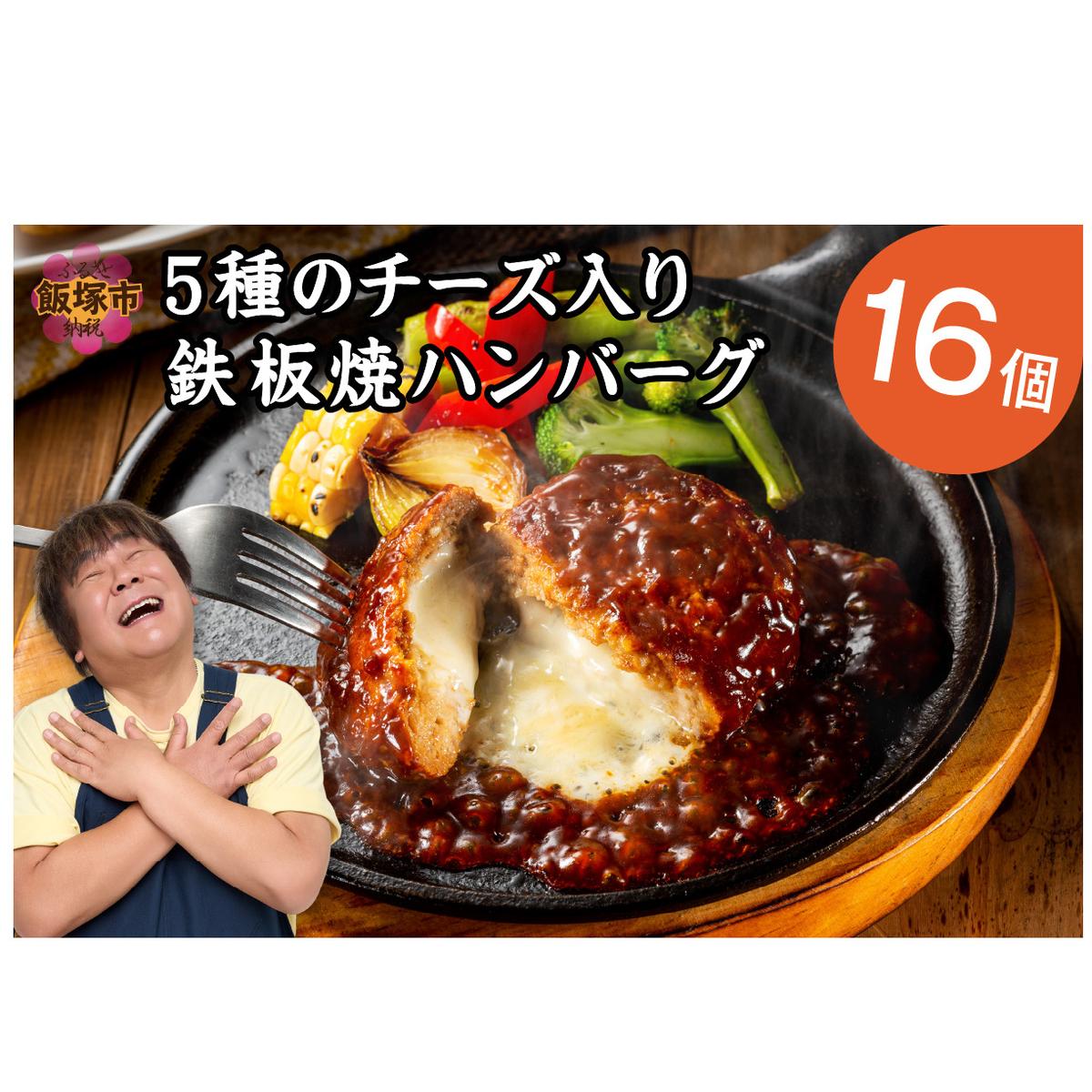 5種のチーズ入り鉄板焼ハンバーグ(デミグラスソース)16個【A6-029】