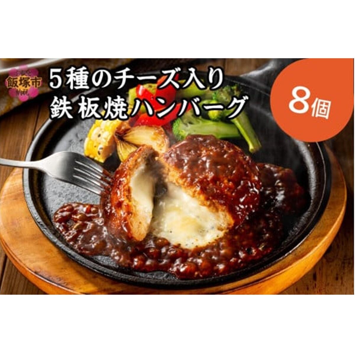 5種のチーズ入り鉄板焼ハンバーグ(デミグラスソース)8個【A-849】