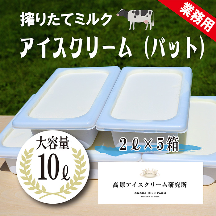 宮崎県グルメコンテスト2連覇]ONODA MILK FARMのアイスクリーム「搾りたてミルク」 10L 2リットルバット5個 デッシャーで10個分[スイーツ デザート ジェラート 大容量 業務用]