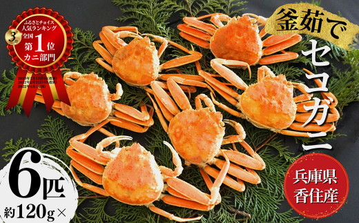 [先行予約][セコガニ 約120g×6匹 釜茹で 冷凍]令和7年11月中旬以降、順次発送予定 濃厚 かにミソ 内子 外子 産地直送 鮮度抜群 国産 カニ かに 蟹 松葉ガニ せいこがに メスガニ 親ガニ ふるさと納税 おすすめ 返礼品 兵庫県 香美町 香住 日本海フーズ にしとも かに市場 16000円 07-08