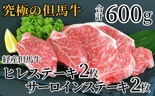 【但馬牛 経産牛 サーロインステーキ150g×2 ヒレステーキ150g×2 合計4枚 600g】経産但馬牛 牛肉 ステーキ しゃぶしゃぶ すき焼き 焼肉 和牛 冷凍 産地直送 但馬 神戸 兵庫県 香美町 村岡 牛将 村岡ファームガーデン 02-07