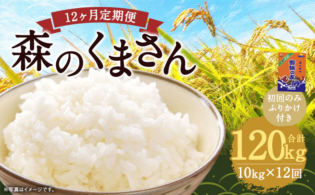 【12回定期便】森のくまさん 10kg (初回 ご飯の友 付き) 計120kg 熊本 米 ふりかけ 御飯の友【2025年10月上旬より1回目の発送予定】
