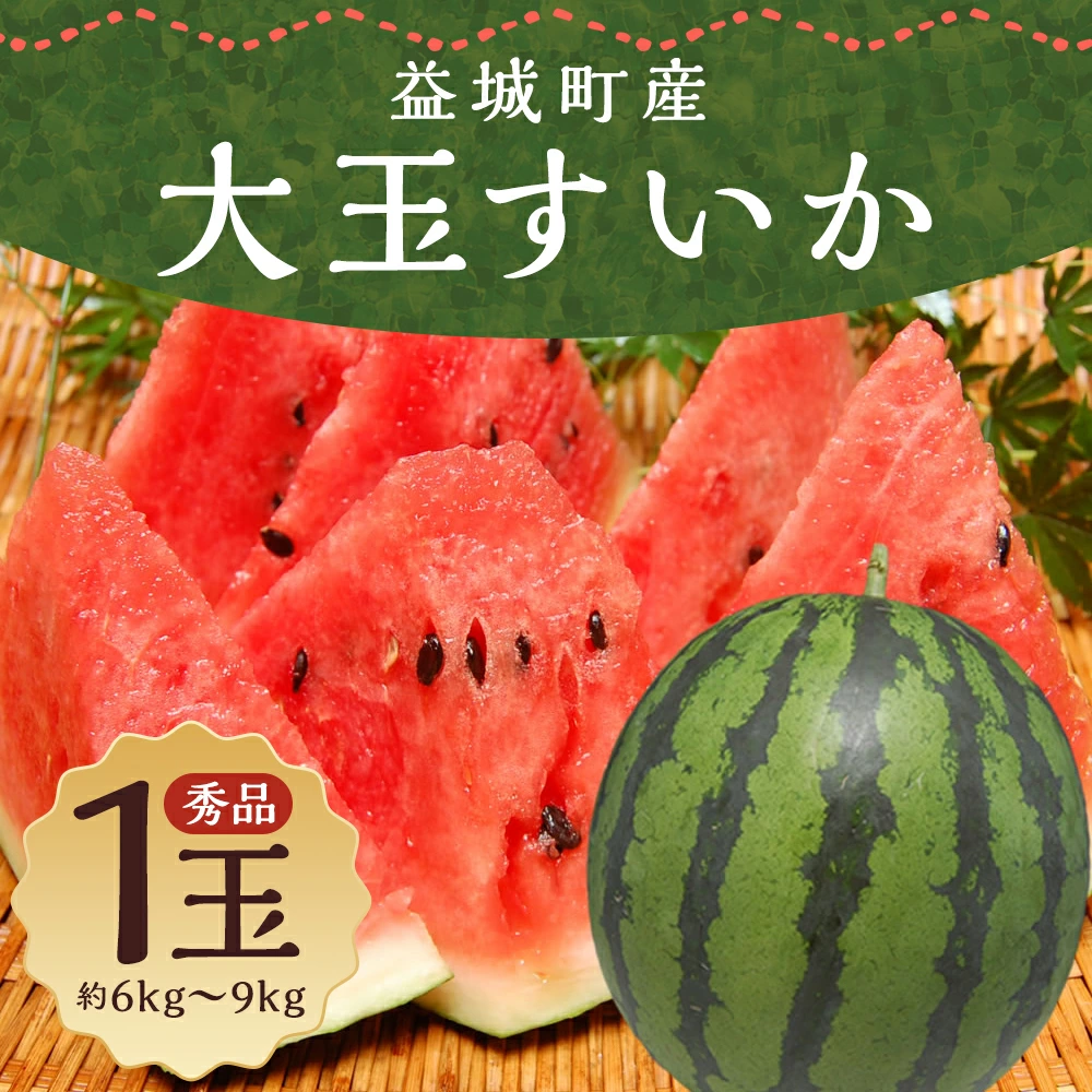 大玉すいか 秀品 1玉 約6kg～9kg 送料無料 スイカ すいか 益城町産 お取り寄せ お取り寄せグルメ 西瓜 フルーツ 【2025年5月下旬～7月下旬発送予定】