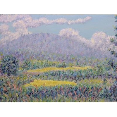 風景画・景行天皇陵~三輪山【山辺の道】(A3サイズ複製画・額装込)【1631332】