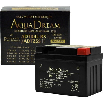 AQUADREAM GOLD バイク用バッテリー 液入充電済 ADTX4L-BSII/5SII 1個【配送不可地域:沖縄】【1641478】