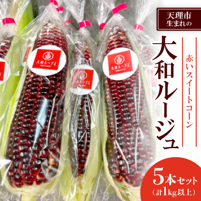 天理市生まれの【赤いスイートコーン】大和ルージュ 5本セット(1kg以上)【配送不可地域:離島・北海道・沖縄】【1520934】