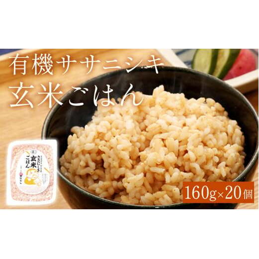 令和6年産 有機ササニシキ玄米ごはん 160g × 20個 宮城県産 ごはん レトルト パックご飯 ごはんパック 有機玄米 レンジ 調理 電子レンジ 長期保存 保存食 非常食 災害 米 お米 玄米食 農薬不使用 宮城県 石巻 石巻市