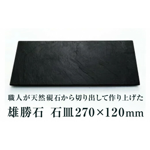 【雄勝石】石皿270×120 雄勝石 玄昌石 食器 石皿 270×120×6mm シリコン脚付き お皿 天然石 プレート 黒 雄勝硯生産販売協同組合