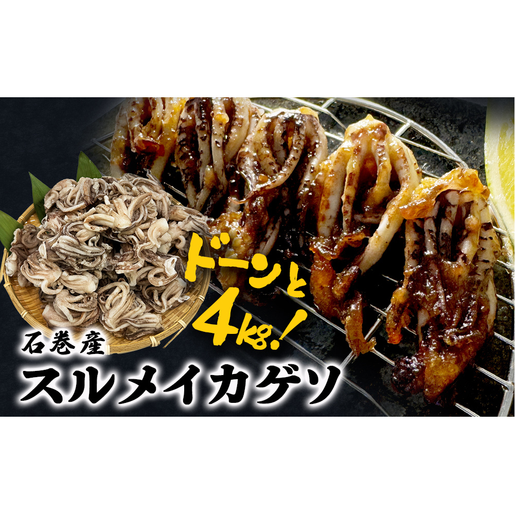 訳あり 石巻産スルメイカゲソ 4kg 宮城県産 冷凍 国産 下足 イカ イカゲソ 唐揚げ いかげそ おつまみ 魚介類 焼イカ バーベキュー BBQ わけあり 不揃い 烏賊 炒め物 フライ ゲソ天 唐揚げ イカゲソ4kg 宮城県 石巻市