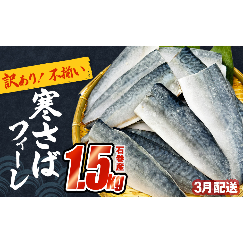 【3月配送】さば 〈 訳あり 〉 宮城県産 寒さば フィーレ 無塩 1.5kg 冷凍 魚 青魚 鯖 切身 焼魚 煮魚 わけあり 不揃い ご家庭用 食塩無添加 国産 鯖フィレ サバフィーレ 切り身 バラバラ冷凍 鯖の味噌味 宮城県 石巻市