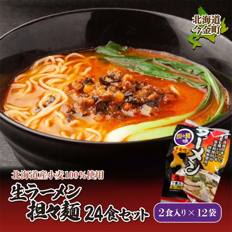 【北海道産小麦100%使用】生ラーメン(坦々麺味)24食セット(12袋) F21W-376