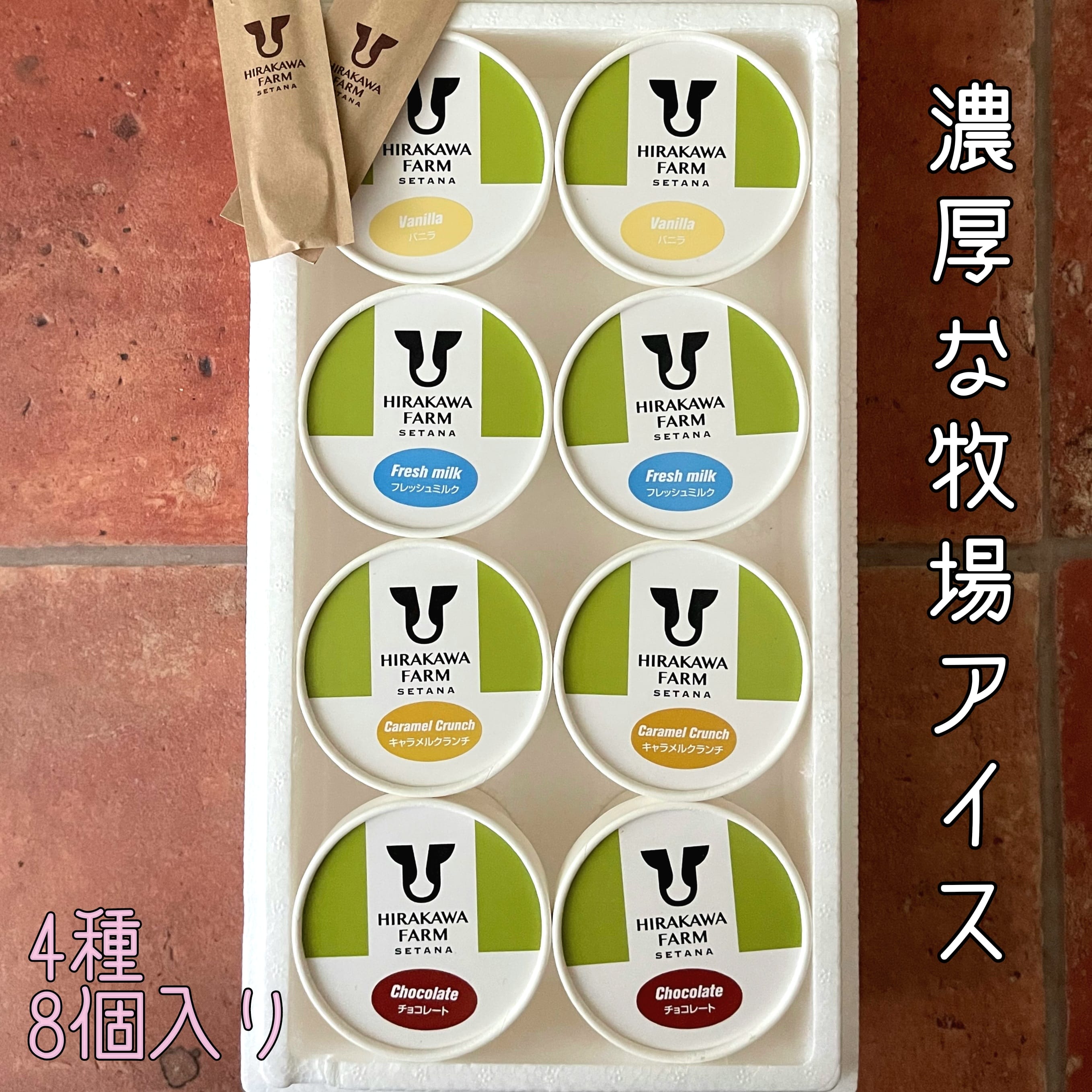 【北海道産搾りたて生乳使用】ひらかわ牧場のアイスクリーム 大人気の4種8個セット フレッシュミルク バニラ チョコ キャラメルクランチ デザート スイーツ お取り寄せ ギフト せたな町 ふるさと納税
