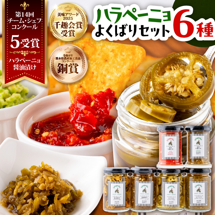 ハラペーニョ よくばりセット 6種 / はらぺーにょ 醤油漬け ピクルス 漬物 たれ 唐辛子 調味料 旨辛 熊本 菊陽町【こびらオリーブ園】 [BHBL003]