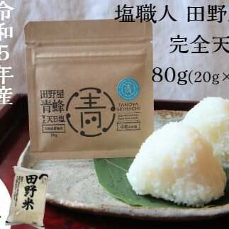 ★ 令和5年産 新米 ★【四国一小さなまち】 田野米 20kg ＋ 田野屋青蜂 完全天日塩 80g セット　～ 精米 ・ 白米 ～