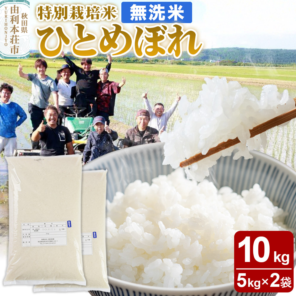 【無洗米】秋田県由利本荘市産 特別栽培米 ひとめぼれ 10kg(5kg×2袋)令和6年産