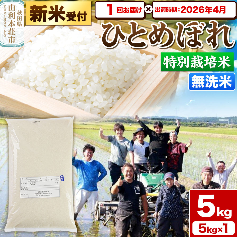 《新米受付》令和7年産【無洗米】特別栽培米 ひとめぼれ 5kg 秋田県産【2026年4月出荷】