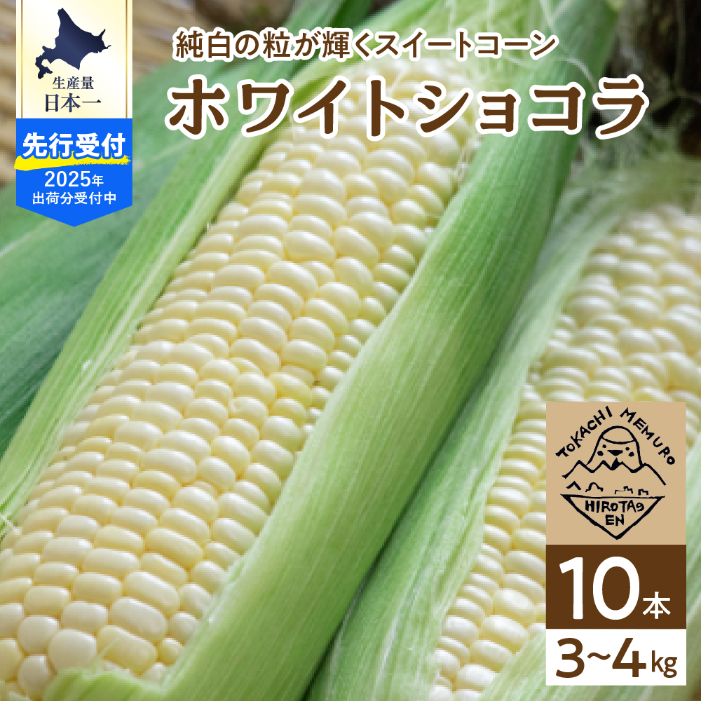 [ 2025年分先行予約 ]とうもろこし 北海道産 白いスイートコーン ホワイトショコラ 10本 廣田農園 期間限定 数量限定 糖度 18 〜 19度 甘い 人気 白 とうきび コーン 野菜 生 産地直送 送料無料 お取り寄せ お取り寄せグルメ 朝採り 産地直送 贈り物 ギフト 十勝 芽室町 me031-001c-25